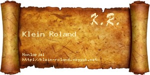 Klein Roland névjegykártya